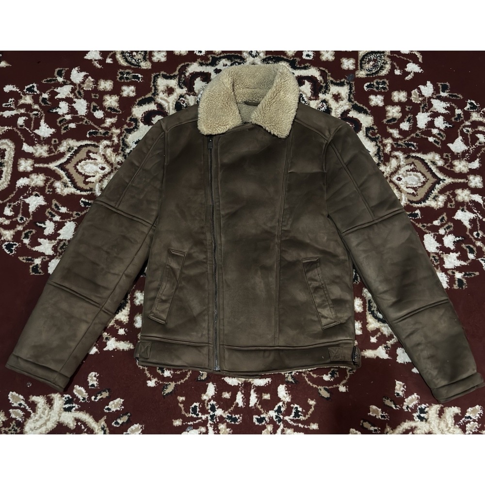 Size Small - Express Faux Suede Sherpa Aviator Jacket Brown